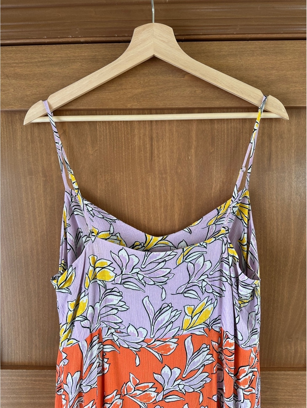 Farm Rio Anthropologie Culebra Maxi Dress Orange & Lilac Floral Women’s Large - Picture 10 of 15